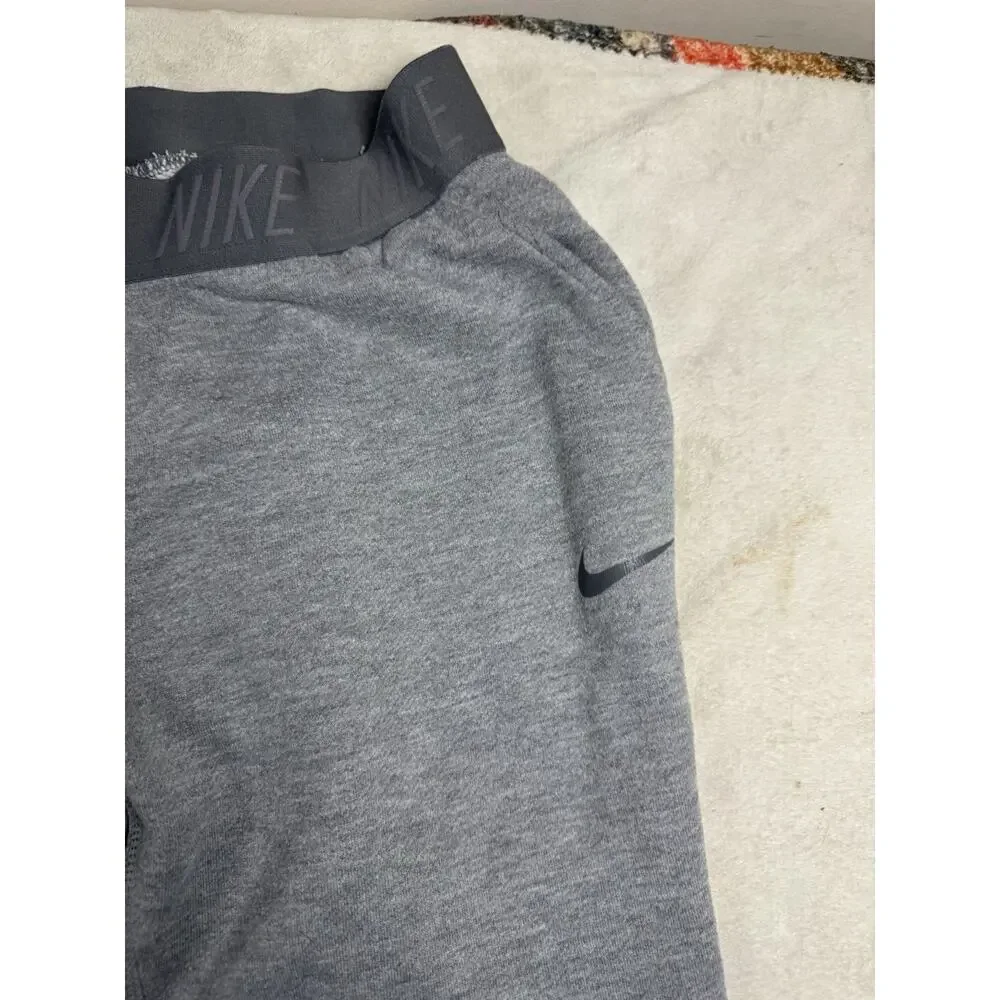 Nike Dri-FIT Pants Medium Gray Logo Waistband Athletic Workout Lounge